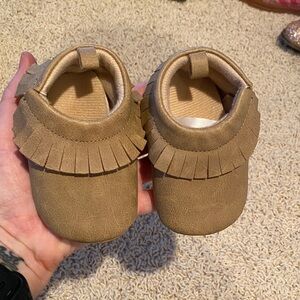 Charming Tan Baby Moccasins with Fringe